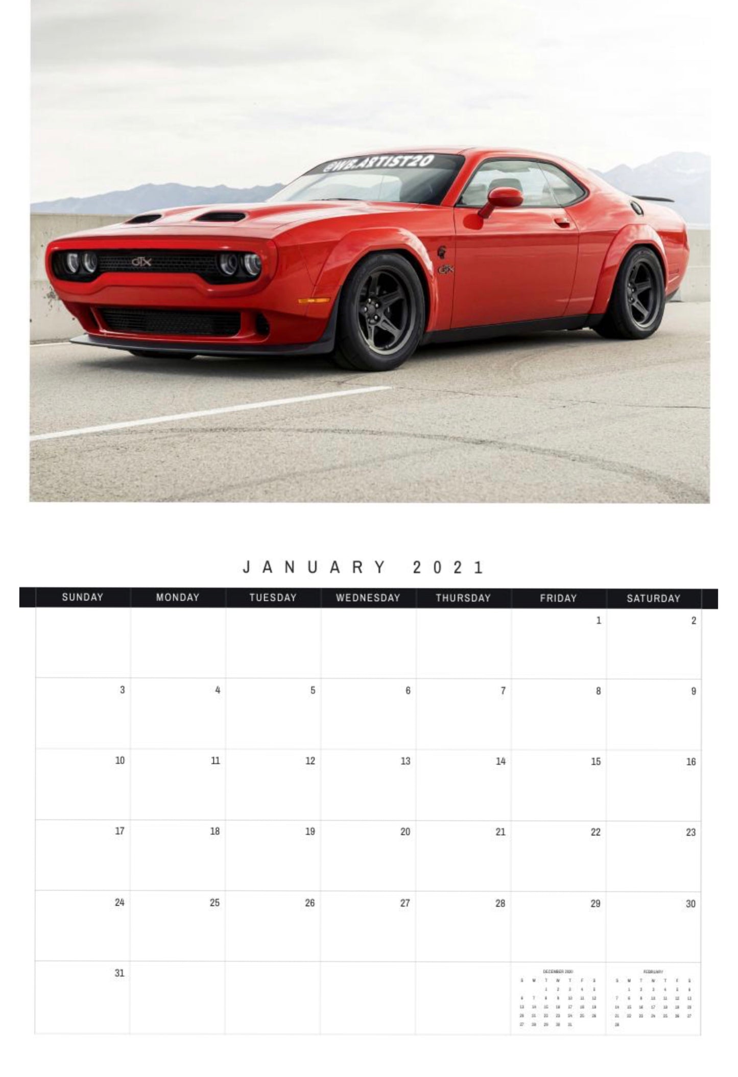 Mopar 2021 Calendar by WB.Artist20