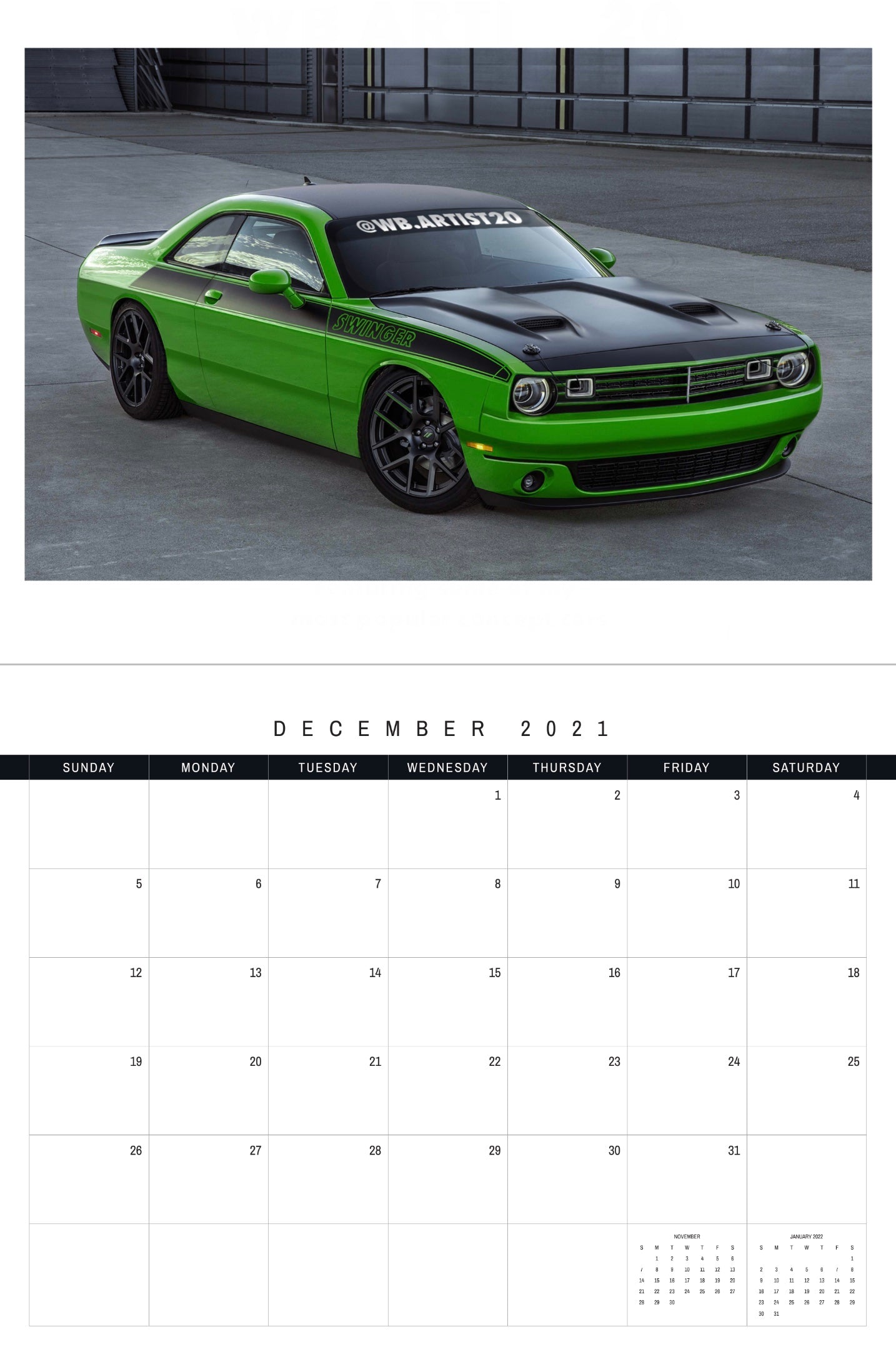 Mopar 2021 Calendar by WB.Artist20