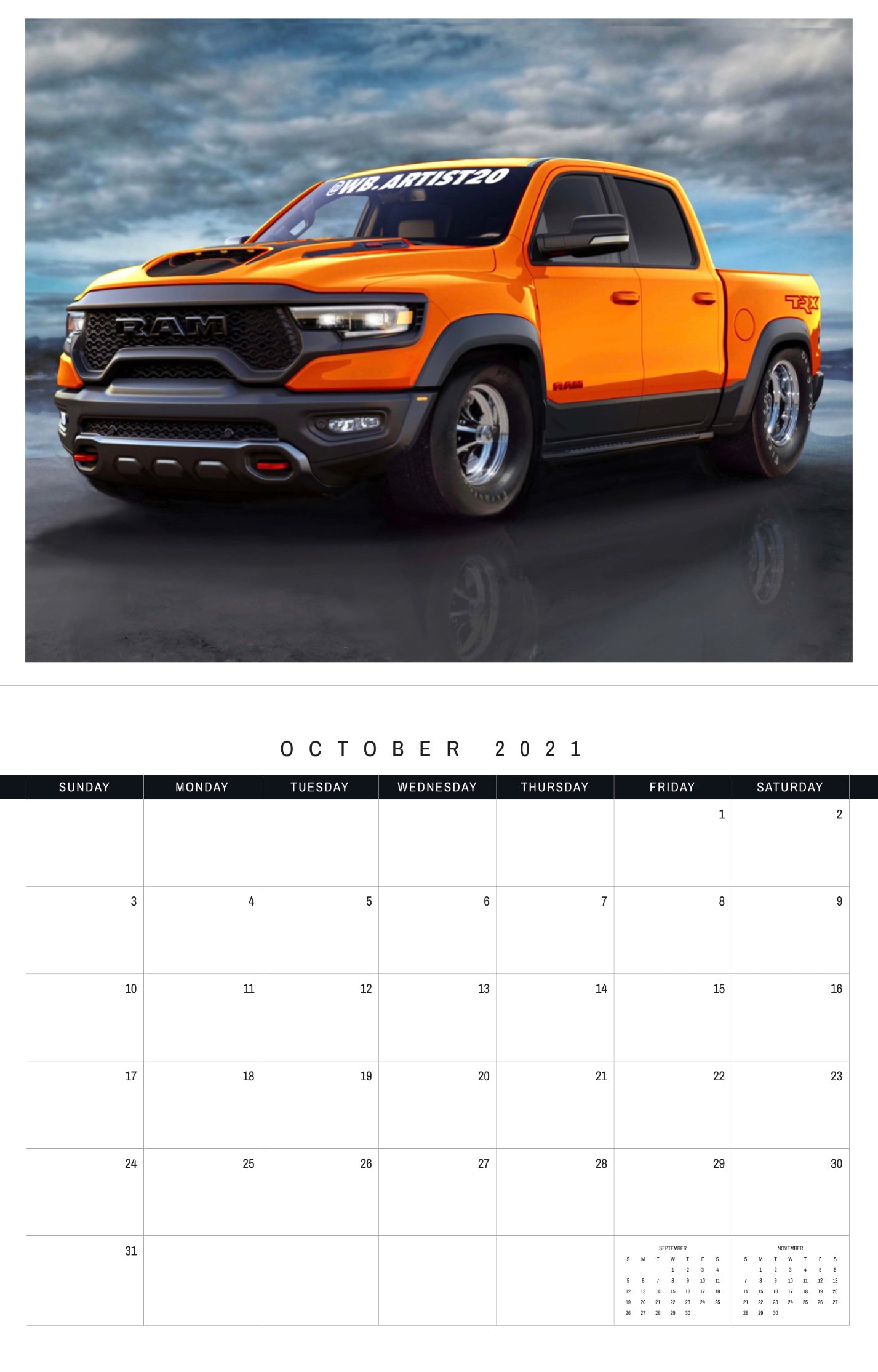Mopar 2021 Calendar by WB.Artist20