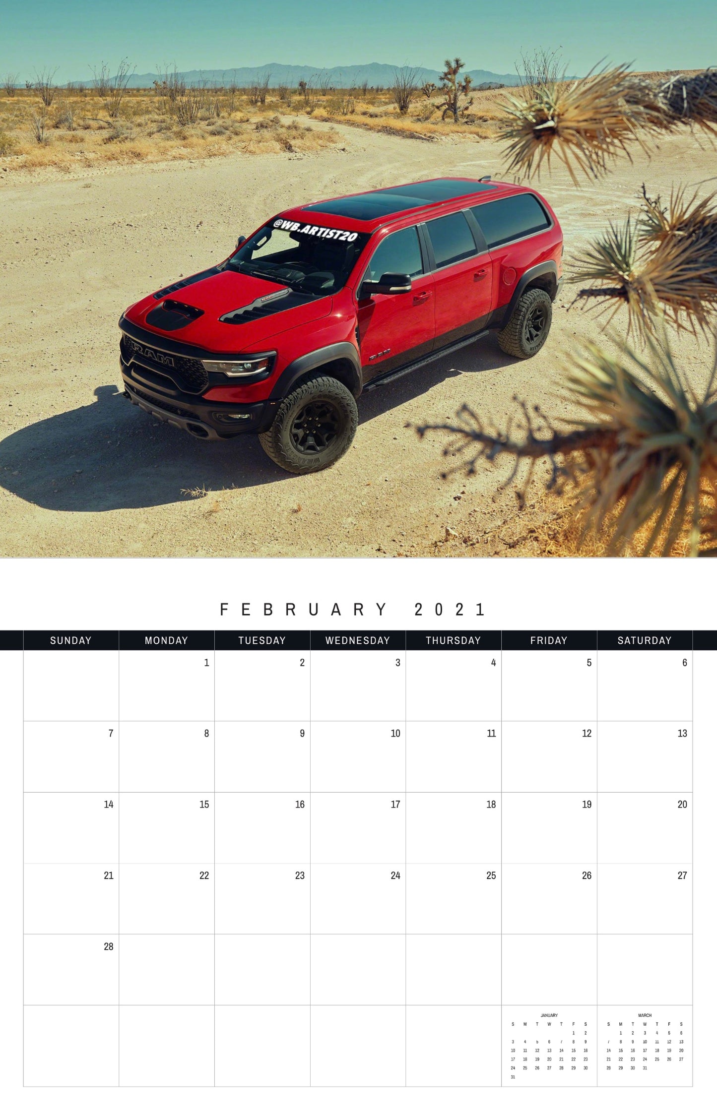 Mopar 2021 Calendar by WB.Artist20