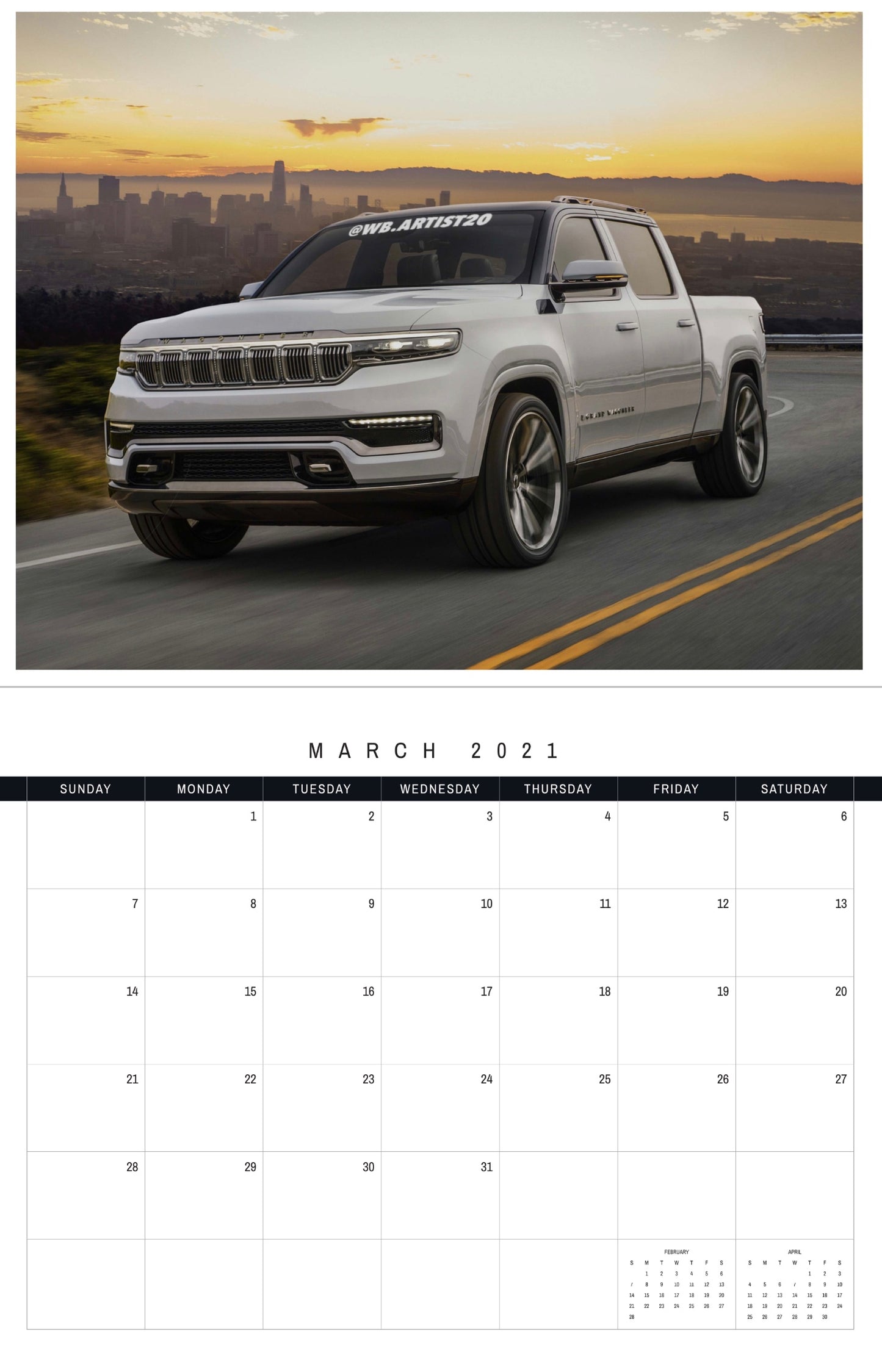 Mopar 2021 Calendar by WB.Artist20