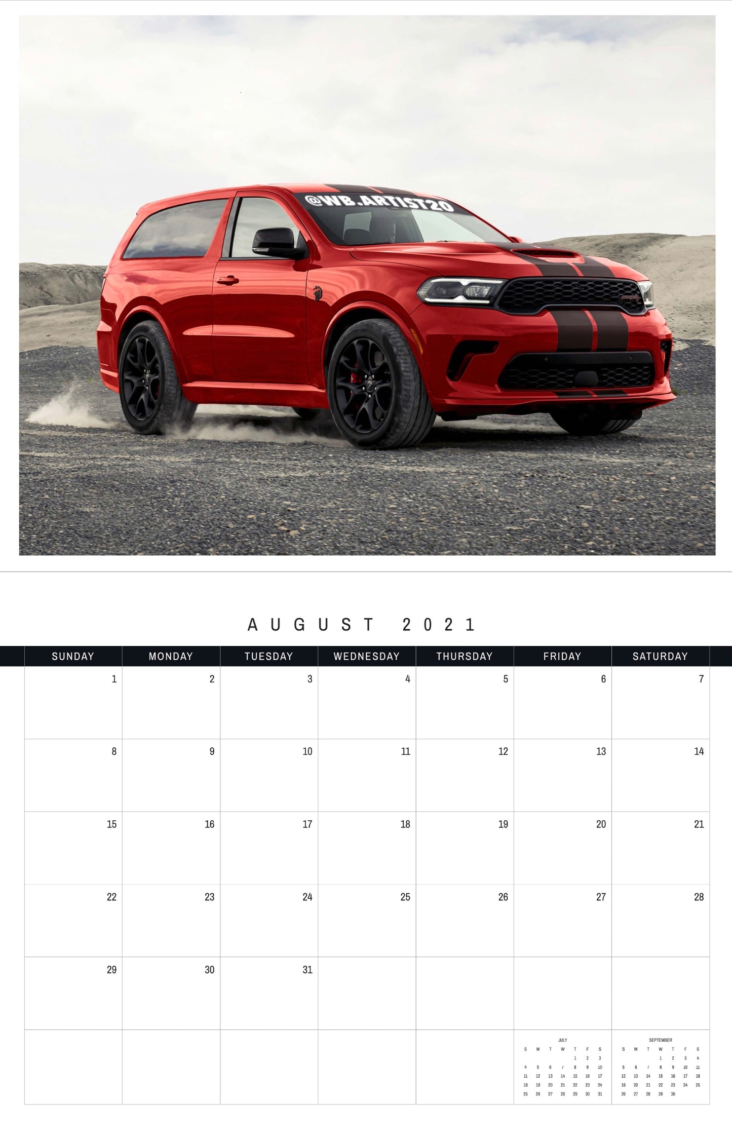 Mopar 2021 Calendar by WB.Artist20