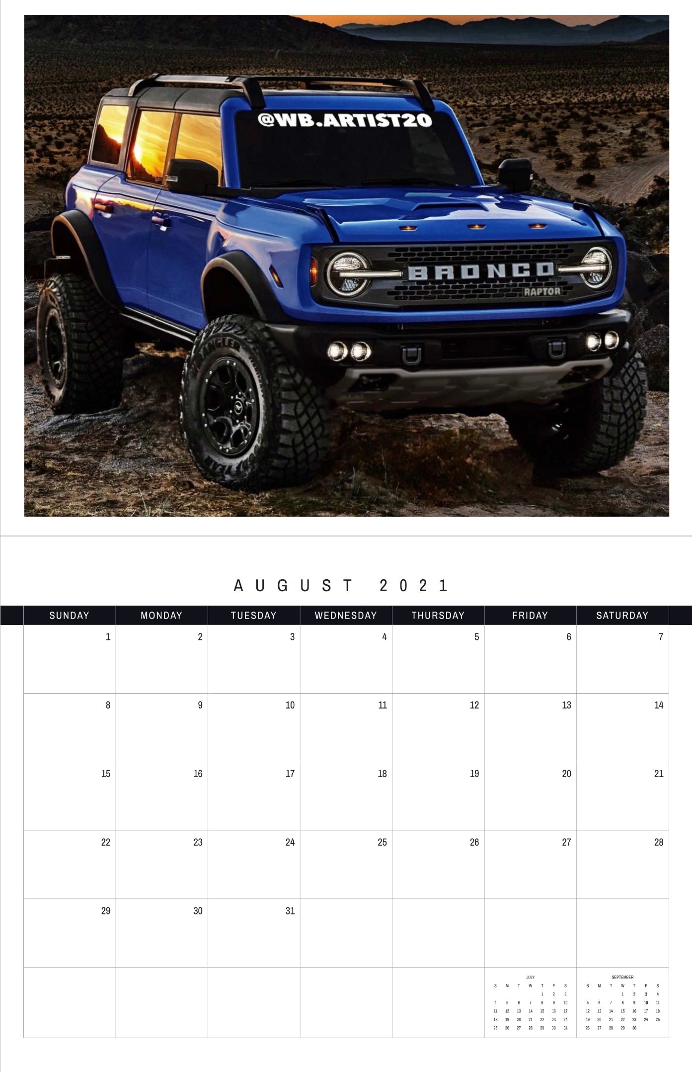 Ford 2021 Calendar by WB.Artist20