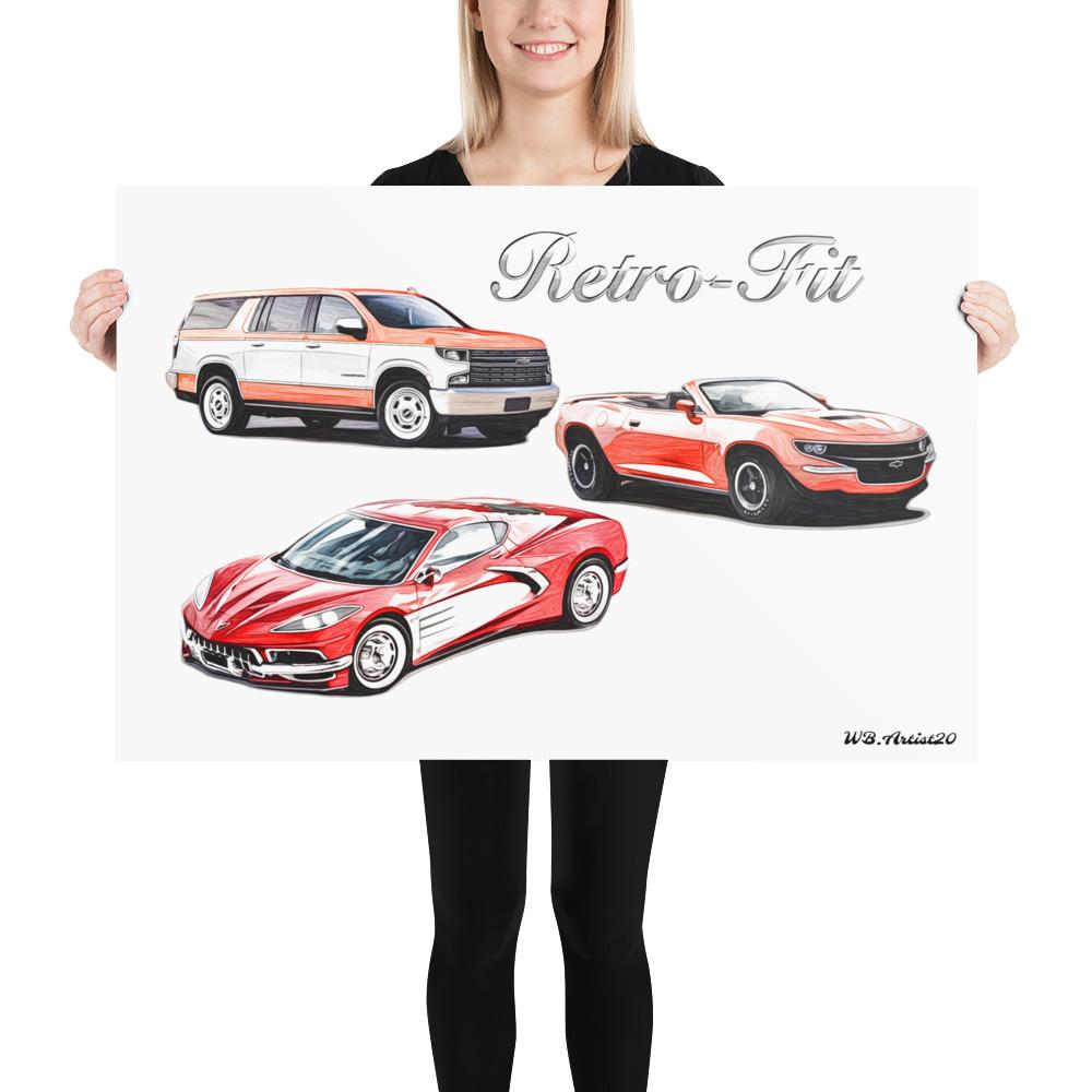 Retro GM Cars Poster by WB.Artist20 - WBArtist20