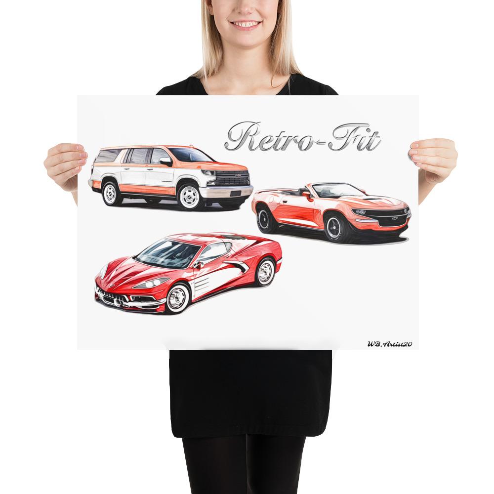 Retro GM Cars Poster by WB.Artist20